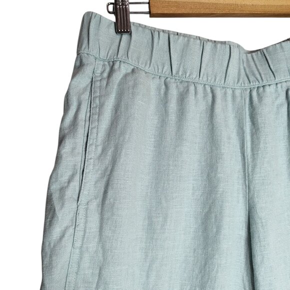 J Jill Pants Pure 100% Linen Wide Barrel Leg Crop Pockets Med Light Sage Green - Picture 3 of 5